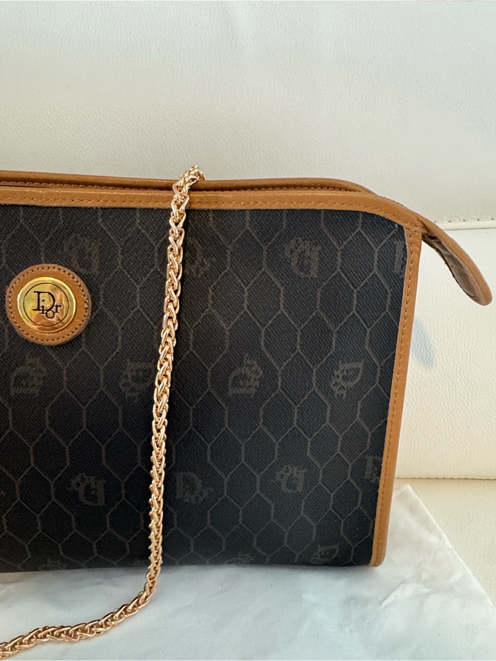 Christian Dior Authentic VTG Honeycomb Clutch Conversion Chain Bag w/Dust Bag - Picture 4 of 14